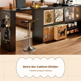 Storage Cabinet, Vintage Entryway Console Table, Adjustable Shelf, Living Room Divider Bird on Branch