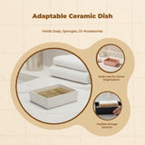 Ceramic Soap Dish, Automatic Draining Soap Holder, Elegant Bathroom Tray Pink