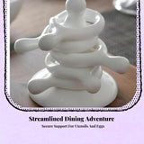 Chopstick Rest, Porcelain Ceramic Tableware Stand, Japanese Design Holder, Home Kitchen Accessory 6 Rests 1 Holder White