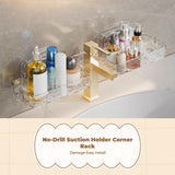 Suction Holder Faucet Organizer, Rotating Storage Rack, Bathroom Trans Gray 54.2cm