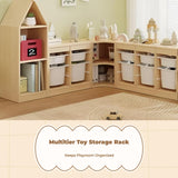 Toy Storage Organizer, Multitier Kids Cabinet, Living Room, Playroom Yellow Top 4-Layer