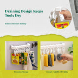 Wall Mount Kitchen Organizer, Stainless Steel Multi-Purpose Rack, Space-Saving Storage for Dishcloths, Gloves, and Cleaning Supplies Hook Clip 10pcs