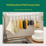 Wall Mount Kitchen Organizer, Stainless Steel Multi-Purpose Rack, Space-Saving Storage for Dishcloths, Gloves, and Cleaning Supplies Long Rack 1pc