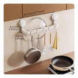 Kitchen Hanging Hook Rack, No-Drill Suction Storage, Space Saving Organizer 40cm 5 Hooks