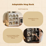 Hardwood mug holder, coffee mug rack, rustic organizer, kitchen decor Cherry Wood 60cm