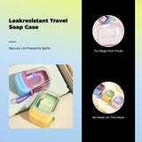 Soap case, Portable Leakproof Soap Holder, Double-tier Drainage, Travel, Bathroom YGreen+PPurple