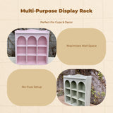 Rustic Wooden Storage Shelf, Vintage Display Rack, sturdy Wood Organizer for Kitchen, Entryway, Living Room Aged Pink