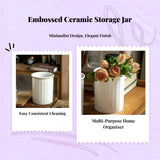 Ceramic Chopstick Holder, Embossed Snowy Utensil Organizer, Minimalist Kitchen Decor, Multipurpose Vase White 2pcs