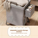 Laundry Basket, Foldable Large Capacity, Freestanding Organizer for Bedroom and Bathroom Gray Large