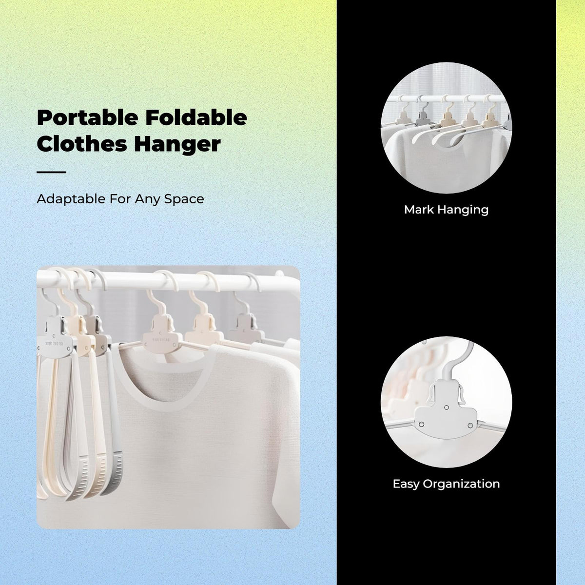 Folding Clothes Hanger, Non-Slip, Portable, Travel Organizer, Multi-Functional Cream 10pcs