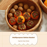 Hand-Woven Rattan Basket, Storage Organizer, Kitchen, Living Room, Decorative Round M 24x8cm Brown