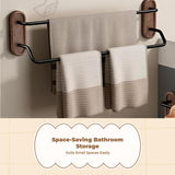 Walnut Wood Towel Rack, No Drill Bathroom Organizer, Storage B Walnut 40cm 2Rod