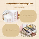 Jewelry Organizer, Multi-Tier Drawer Storage Box, Adjustable Compartments, Dustproof White Small 3-layer