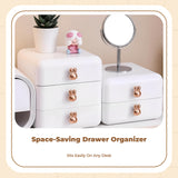 Jewelry Organizer, Multi-Tier Drawer Storage Box, Adjustable Compartments, Dustproof Green Small 2-layer