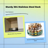 Rotating Stainless Steel Seasoning Holder, Countertop Organizer, Multipurpose Kitchen Storage Cream White 25cm