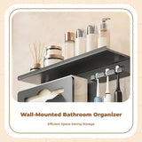 Toothbrush Holder Organizer, Quick-Dry Push Design, Bathroom Storage, Electric Toothbrush Rack, Rinse container, No-Drill Installation Creamy White 3-Person