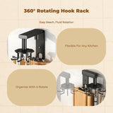 Rotating kitchen holders, peg utensil holder, space-saving storage rack Gunmetal GreyA 6 hooksA