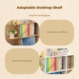 Wooden Desktop Organizer, Multitier Storage Rack, Office Display Shelf Light Walnut 120cm