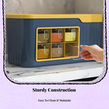 Seasoning Box Set, Multi-Function Seasoning Organizer, Kitchen Storage Rack Gray White 6 Grid Wall-mounted