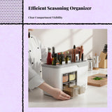Seasoning Box Set, Multi-Function Seasoning Organizer, Kitchen Storage Rack Gray White 4 Grid with Holder