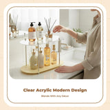 Acrylic Bathroom Organizer, 2-Tier Countertop Storage Shelf, Clear Vanity Tray Cream 2 Layers 40x17cm