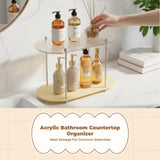 Acrylic Bathroom Organizer, 2-Tier Countertop Storage Shelf, Clear Vanity Tray Amber 2 Layers 30x15cm
