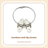 Anti-Tip Furniture Anchor, No-Drill Straps, Child Proofing, Secure Cabinet, Shelf Unit, Home Steel Wide