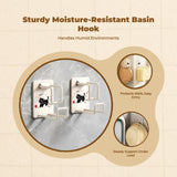 press Washbasin Hook, Bathroom Storage Organizer, Space Saving Cartoon Kitten 1 Piece
