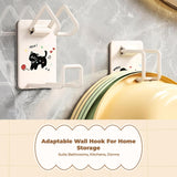 press Washbasin Hook, Bathroom Storage Organizer, Space Saving Cartoon Kitten 2 Pieces