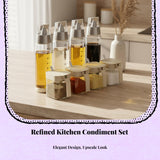 Glass Seasoning Jar Set, Stainless Steel Condiment Box, Multipurpose Kitchen Organizer