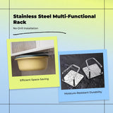 Stainless Steel Basin Organizer No-Drill Storage Rack, Bathroom Hook