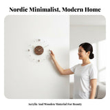 Nordic Theme Wall Clock Decorative Minimalist Wooden Wall Clock Original Design for Homeowners, Office Workers, Living Room, Bedroom, Entryway Wood C 16 Inch