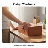 Vintage Wooden Box Latch Closure Wooden Treasure Chest Multipurpose Wood Box with Clasp for Children, Collectors, Study Room, Bedroom, Bookshelf L