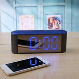 Maxbell LED Mirror Alarm Clock Night Light Digital Clock Snooze Blue+Blue - Aladdin Shoppers