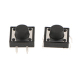 New 12x12x7mm Micro Momentary Tactile Push Button Switch 4-pin Pack Of 100 - Black