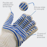 Maxbell 1 Pair of Double Layer Thickened Cotton High Temperature ResistantGloves BBQ