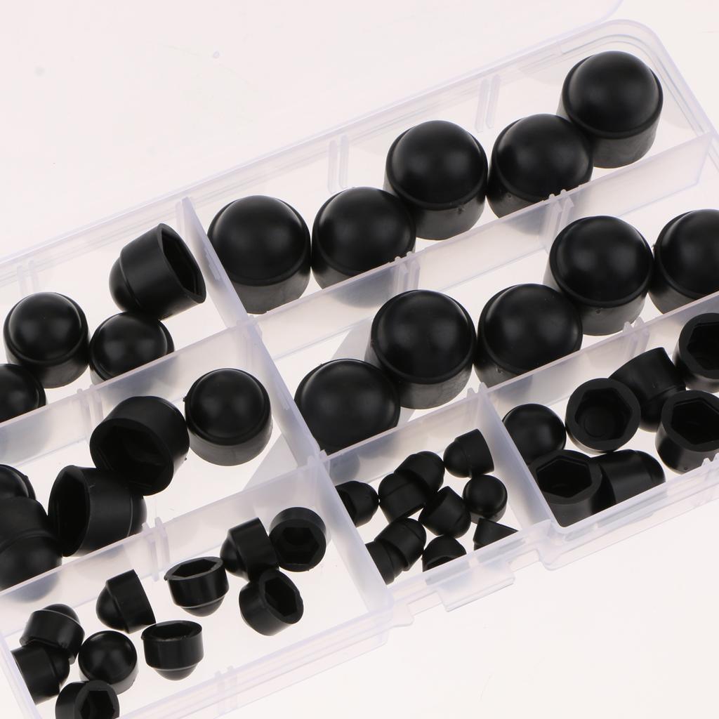 Maxbell 50 Pieces  M5 M6 M8 M10 Nut & Bolt Dome Cover Caps Hex Plastic Black