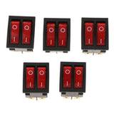 Maxbell 5 Pieces 6Pin 15A250V 20A125V Red Button ON/OFF Double Rocker Toggle Switch - Aladdin Shoppers