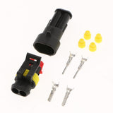Maxbell 3 Kit 2 Pin Way 16 AWG Waterproof Connector Wire 1.5mm Series Terminal Connector Black - Aladdin Shoppers