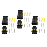 Maxbell 3 Kit 3Pin Way 16 AWG Waterproof Connector Wire 1.5mm Series Terminal Connector Black - Aladdin Shoppers