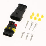 Maxbell 3 Kit 3Pin Way 16 AWG Waterproof Connector Wire 1.5mm Series Terminal Connector Black - Aladdin Shoppers