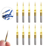 Maxbell 10pcs Engraver Titanium Coated Flat Bottom Cutting Tool  30 degrees 0.2mm