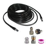 Pressure Washer Sewer Cleaning Pipe Jetter Quick Connector Kits Rupper 10m