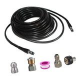 Pressure Washer Sewer Cleaning Pipe Jetter Quick Connector Kits Rupper 10m