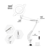 2xMagnifier Glass Lens 5X Magnifying Lens Lamp Desk Light for Jewelry Repair