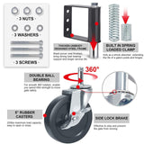 2xDoor Gate Caster Heavy Duty Hard Rubber Gate Wheel Suspension Black 5 in