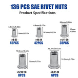 Maxbell 380x Metric Nut Assortment Hardware Rivet Nuts for Professional Machinery