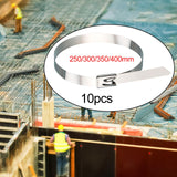 Maxbell Maxbell 100Pcs Metal Zip Ties 304 Stainless Steel for Farms Outdoor Binding Vehicles Length 250mm