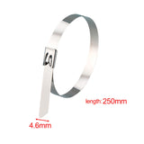 Maxbell Maxbell 100Pcs Metal Zip Ties 304 Stainless Steel for Farms Outdoor Binding Vehicles Length 250mm