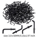 Maxbell 100 Pieces Mini L Shaped Right Angle Screw Hooks Multifunctional Medal Hooks M3.8x50mm